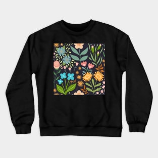 Flower garden on black Crewneck Sweatshirt